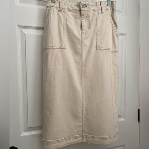 Talbots Cream Midi Utility Skirt with Front Pockets